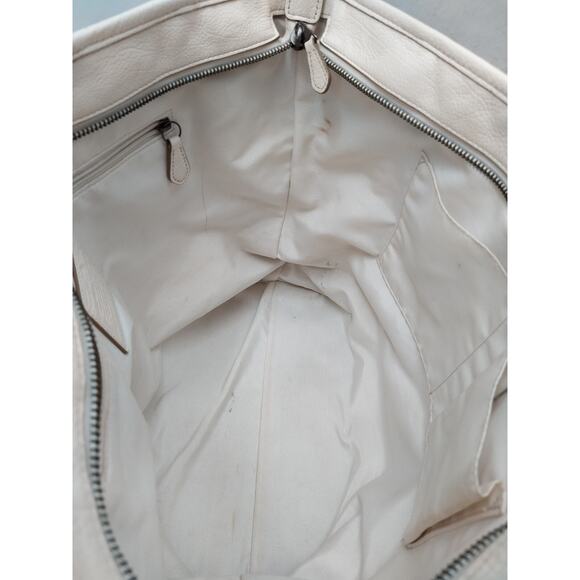 Coach Mickie Off-white Pebbled Leather Double Handle Zipper Tote Bag With Wallet - Picture 12 of 16